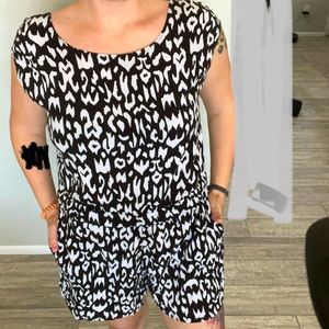 Black Poppy Leopard Print Romper